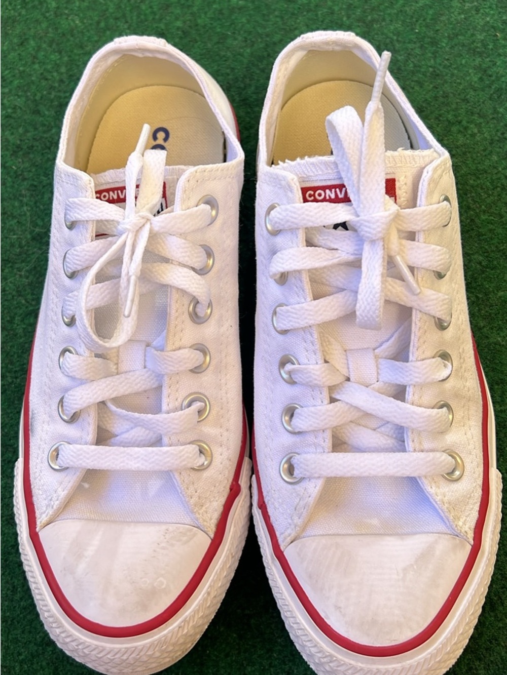 Converse Kids White Low-Top Sneakers with Red Trim